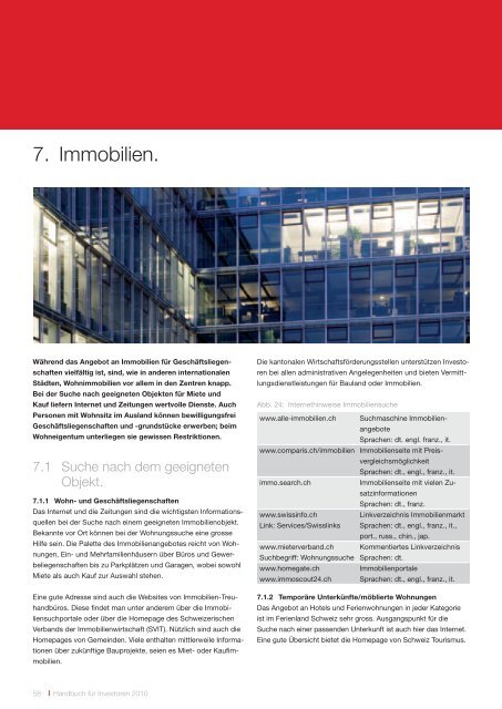 Handbuch für Investoren. Unternehmensansiedlung in der Schweiz.