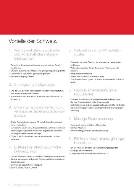 Handbuch für Investoren. Unternehmensansiedlung in der Schweiz.