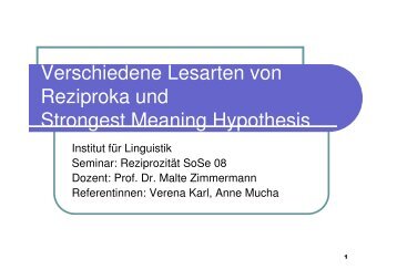 Verschiedene Lesarten & Strongest Meaning Hypothesis