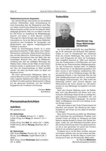 Ausgabe 4/2004 - Der Verband Österreichischer Förster