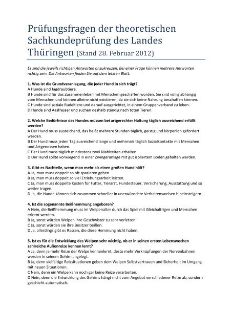 Fragen Zur Theoretischen Sachkundeprufung Konnen Hundeschule