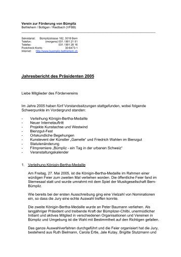 Jahresbericht des Präsidenten 2005 - Verein zur Förderung von ...