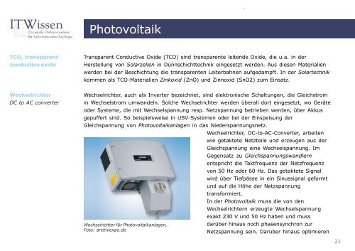 Photovoltaik Glossar Photovoltaik