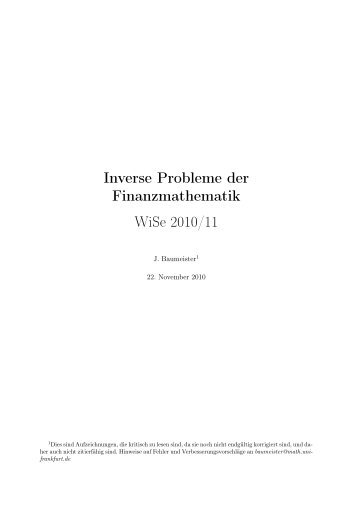 Inverse Probleme der Finanzmathematik WiSe 2010/11