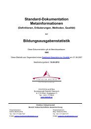 Standard-Dokumentation Metainformationen ... - Statistik Austria