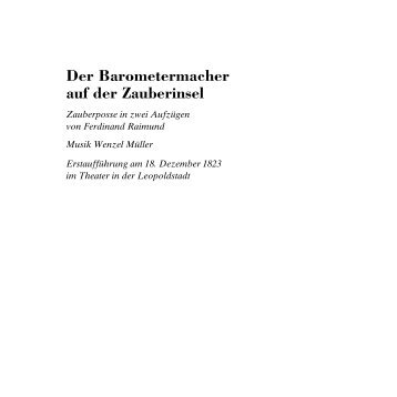 Der Barometermacher auf der Zauberinsel - Ferdinand Raimund