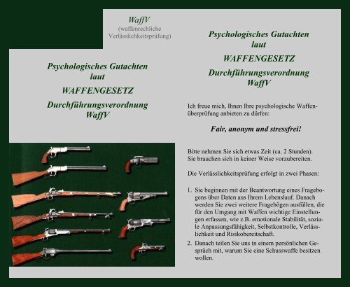 Psychologisches Gutachten Laut Waffengesetz