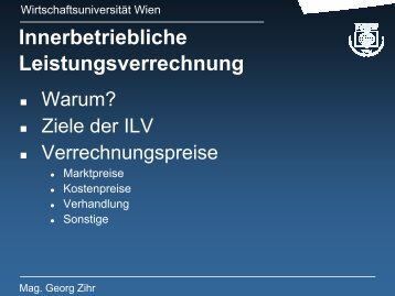 Innerbetriebliche Leistungsverrechnung - kore virtuell