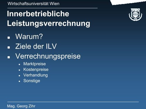 Innerbetriebliche Leistungsverrechnung - kore virtuell