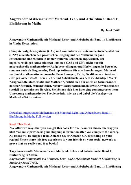 Angewandte Mathematik mit Mathcad. Lehr- und Arbeitsbuch: Band 1