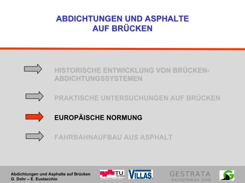 Abdichtungen und Asphalte auf Brücken - Gestrata