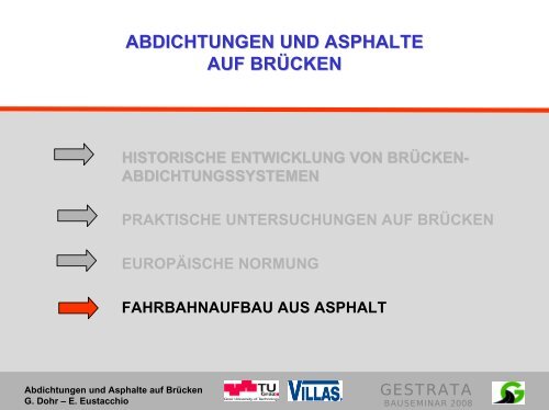 Abdichtungen und Asphalte auf Brücken - Gestrata