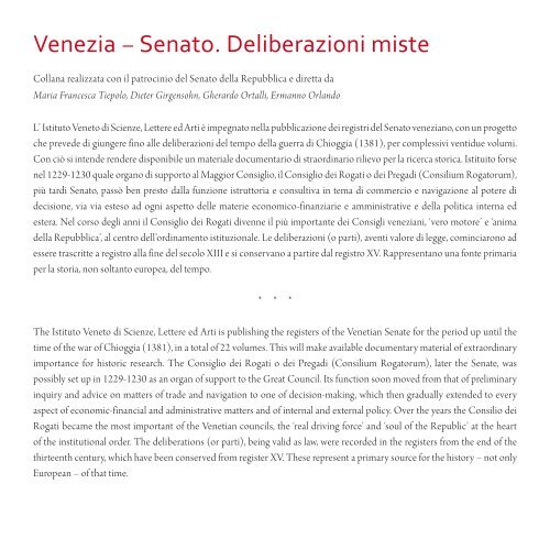 Senato. Deliberazioni miste - Istituto Veneto di Scienze, Lettere ed Arti