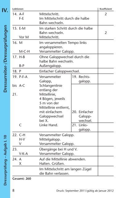 Dressurreiter-/Dressurprüfungen Aufgabe L** 10