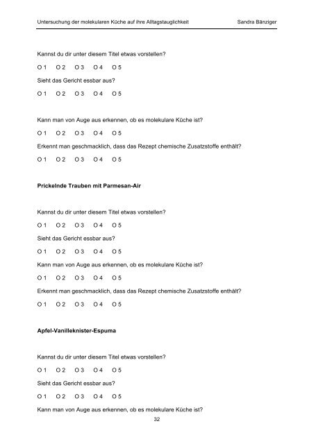 Untersuchung der molekularen Küche auf ihre Alltagstauglich- keit