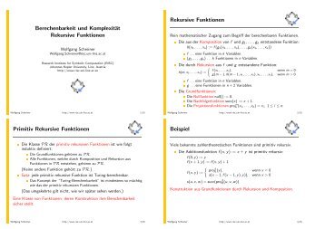 Berechenbarkeit und Komplexität Rekursive Funktionen - RISC