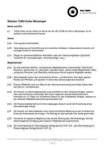 Statuten TUNU Kultur Münsingen - grafiche.ch