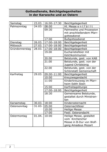 Pfarrbrief online - Pfarrei Christkoenig Augsburg