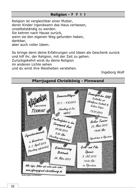 Pfarrbrief online - Pfarrei Christkoenig Augsburg