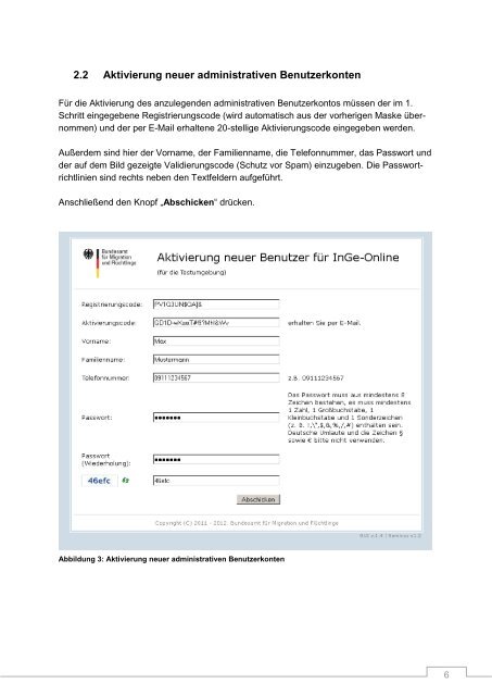 Nutzungshinweise - Registrierung neuer Administratoren - BAMF