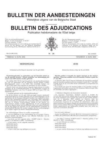 bulletin der aanbestedingen bulletin des adjudications - The Public ...