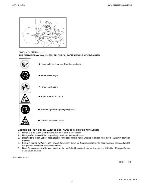 WERKSTATTANLEITUNG - Kubota