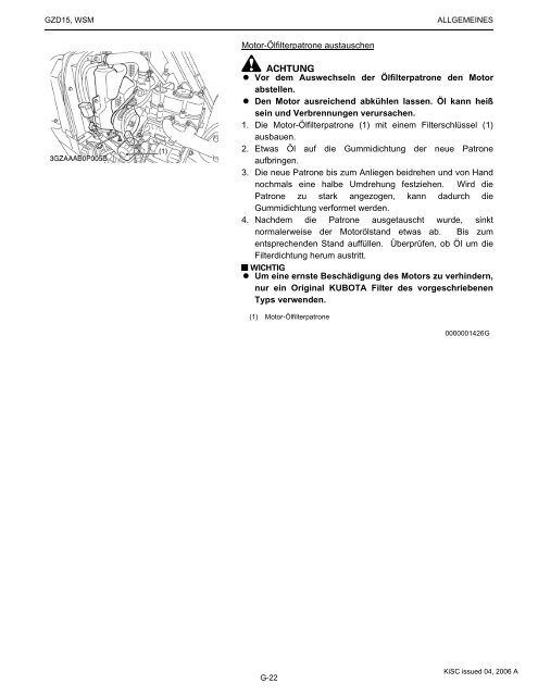 WERKSTATTANLEITUNG - Kubota