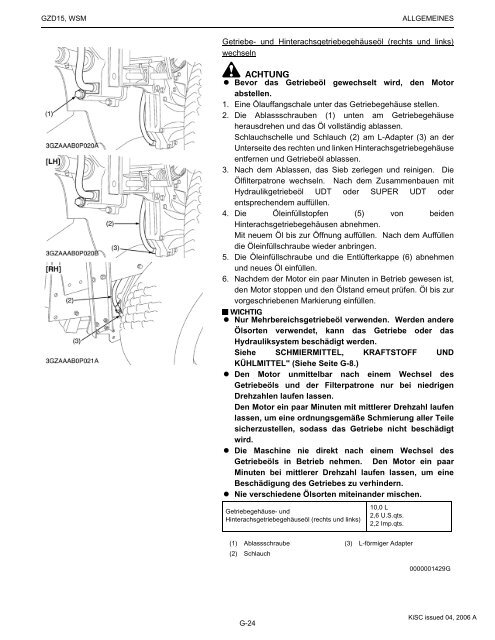 WERKSTATTANLEITUNG - Kubota