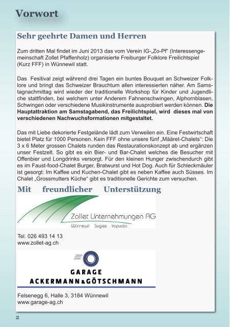 Das Programmheft - Freiburger Folklore Freilichtspiel