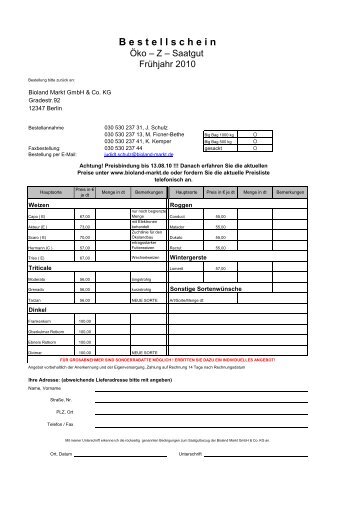 B estellschein - Bioland Markt Gmbh