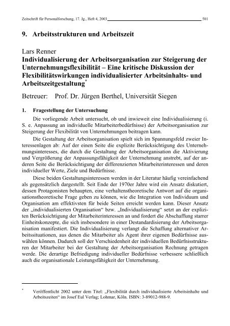 Personalforschung an Hochschulen - Rainer Hampp Verlag