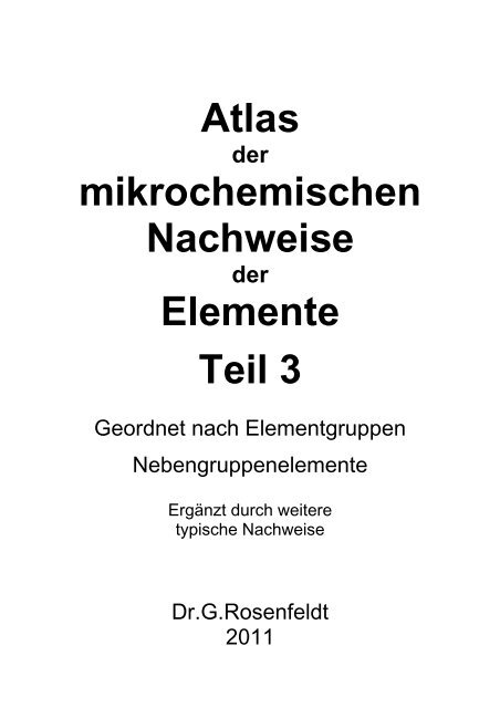 Atlas mikrochemischen Nachweise Elemente Teil 3
