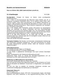Bioethik und Gentechnikrecht WS08/09 VL 8 Gentherapie 10.12.08