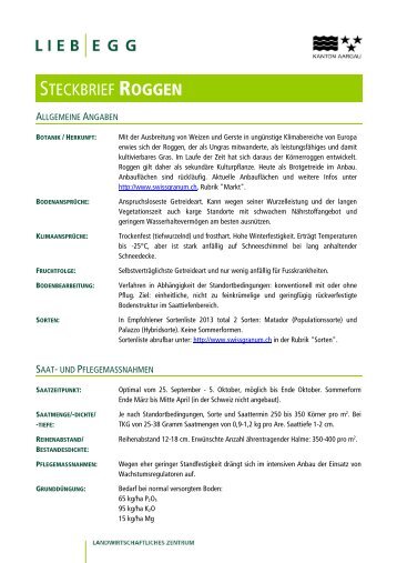 STECKBRIEF ROGGEN - Liebegg