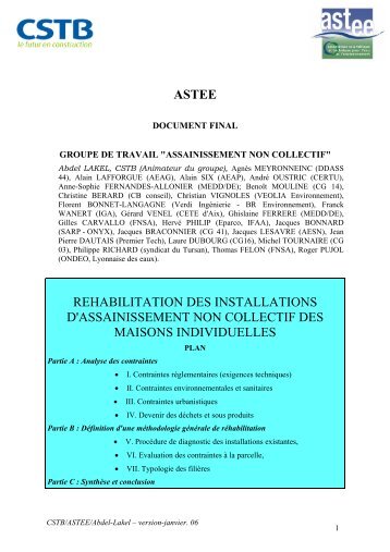 astee rehabilitation des installations d'assainissement non collectif ...