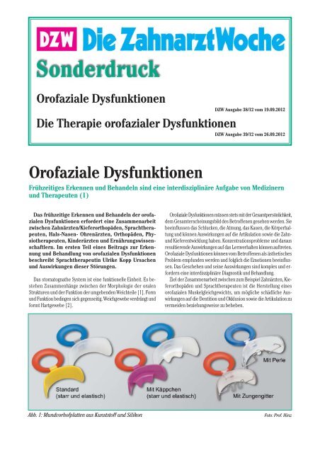 NEU: Sonderdruck "Orofazile Dysfunktionen" - dr. hinz