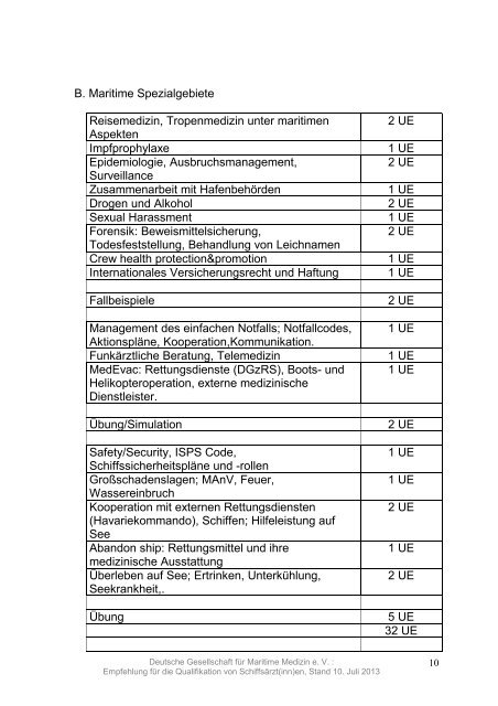 Empfehlung für die Qualifikation von Schiffsärzt(inn)en - Deutsche ...