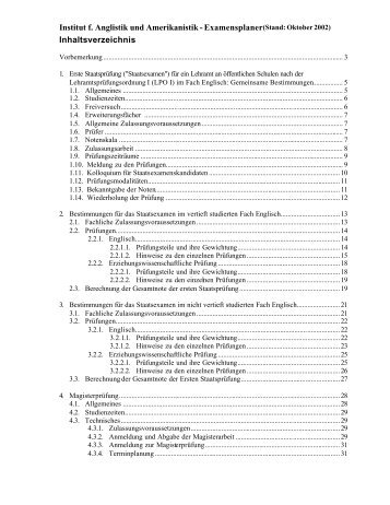 Institut f. Anglistik und Amerikanistik - Examensplaner(Stand ...