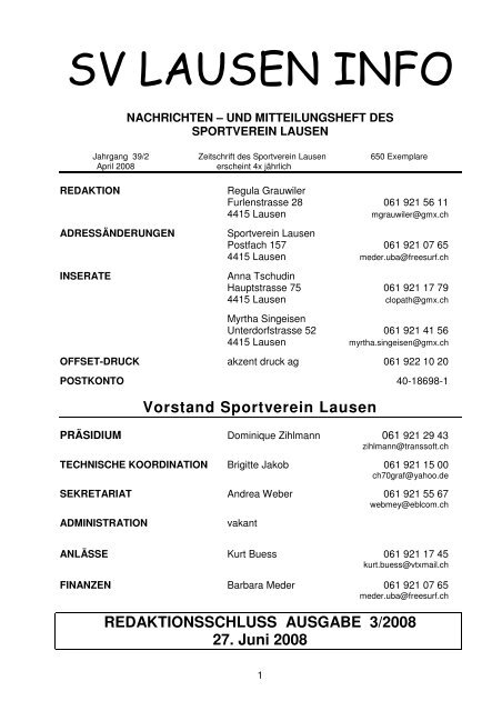 SV LAUSEN INFO.02.08 test - Sportverein Lausen