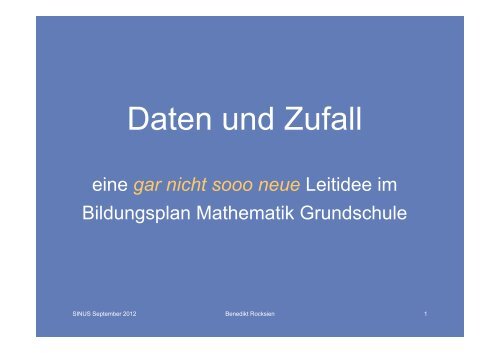 Daten und Zufall - SINUS an Grundschulen