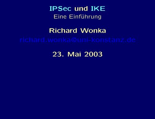 IPSec und IKE - Ein [Please insert PrerenderUnicode{Ãœ} into ...