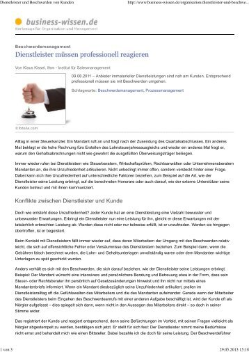 Dienstleister müssen professionell reagieren in: business-wissen.de