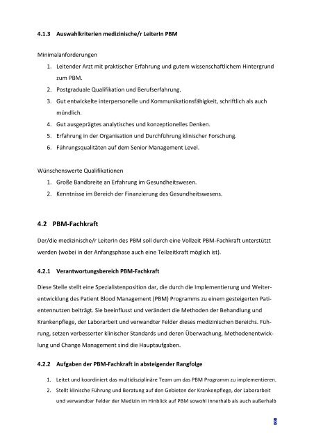 Schaffung von Exzellenzzentren in Patient Blood Management - APA