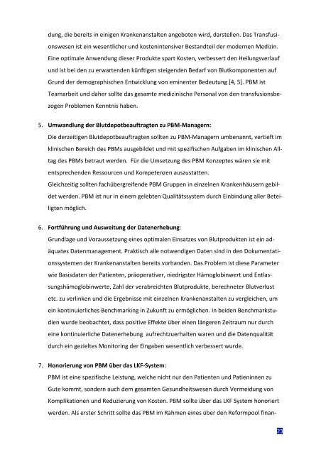 Schaffung von Exzellenzzentren in Patient Blood Management - APA