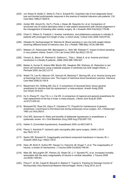 Schaffung von Exzellenzzentren in Patient Blood Management - APA