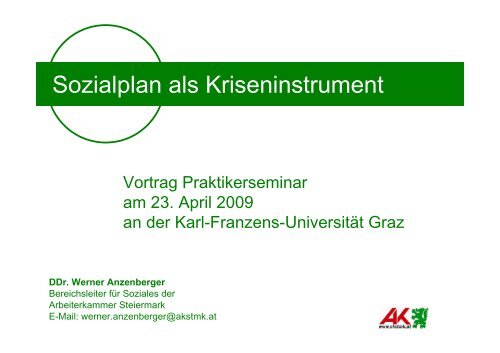 Sozialplan als Kriseninstrument - Karl-Franzens-Universität Graz