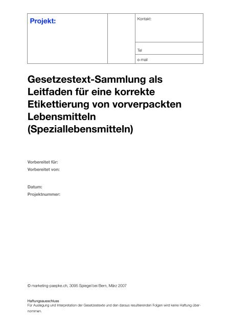 Etikettierung von Lebensmitteln - marketing-paepke.ch