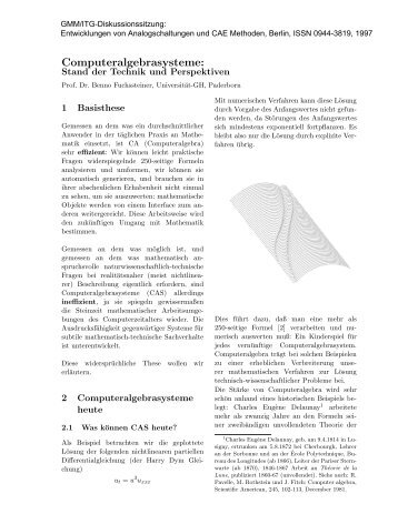 Computeralgebrasysteme: - fuchssteiner.ch