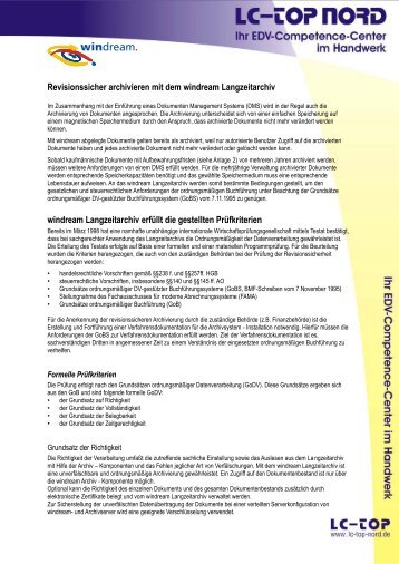 LCTN Revisionssicher Archivieren mit windream ... - LC-TOP NORD