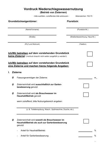 Vordruck Zisternennutzung - Schwendi